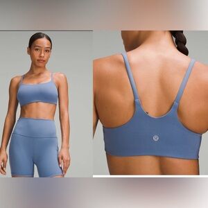 NWT Lululemon Ribbed Wunder Train Racer Bra Light Support Size 14 Oasis Blue